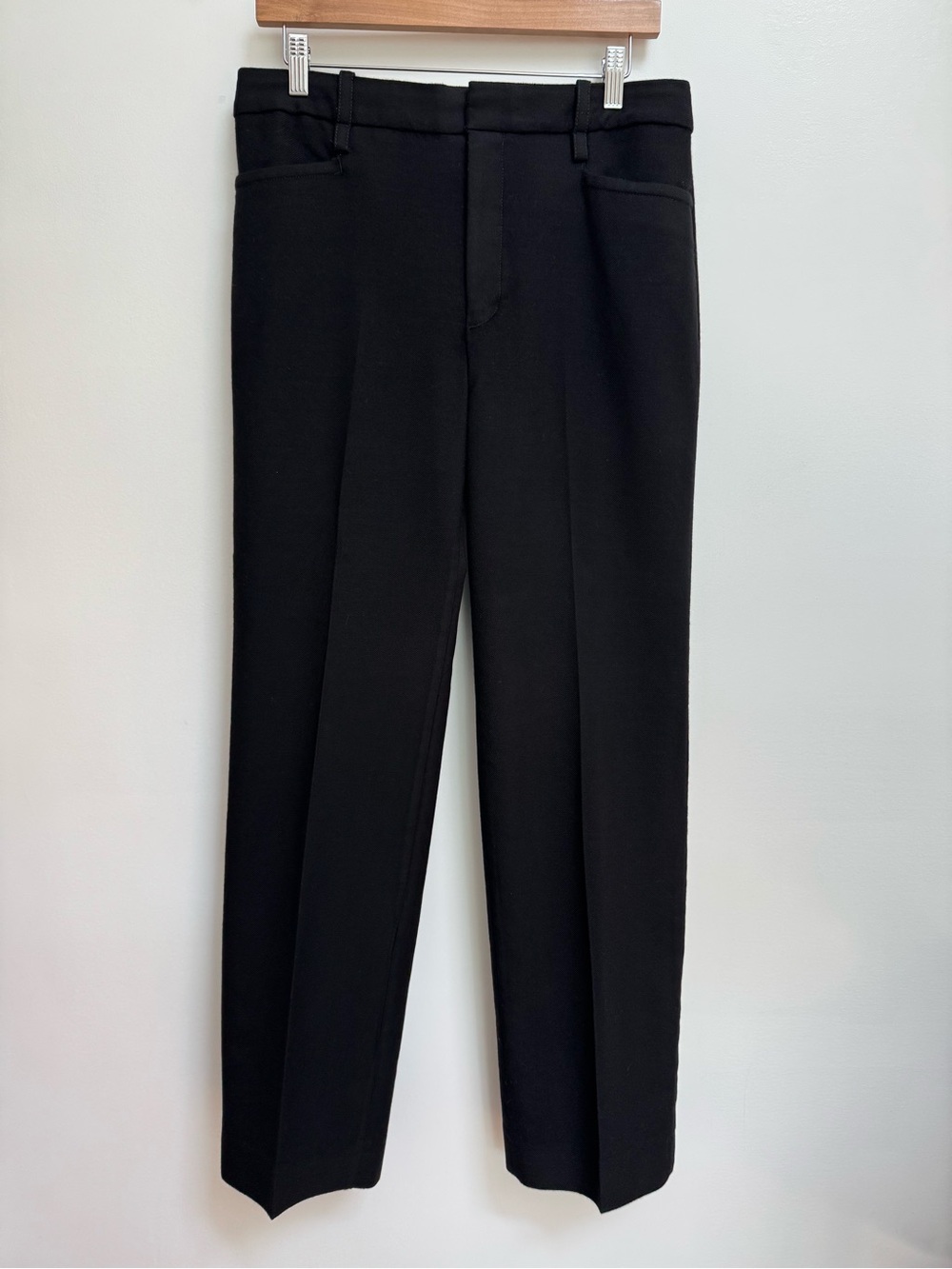 Banana Republic High Rise Straight Leg Italian Wool Pants Women 8 Long Black - Picture 2 of 11